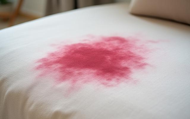 The same light-colored sofa fabric after professional cleaning, with the wine stain completely removed.