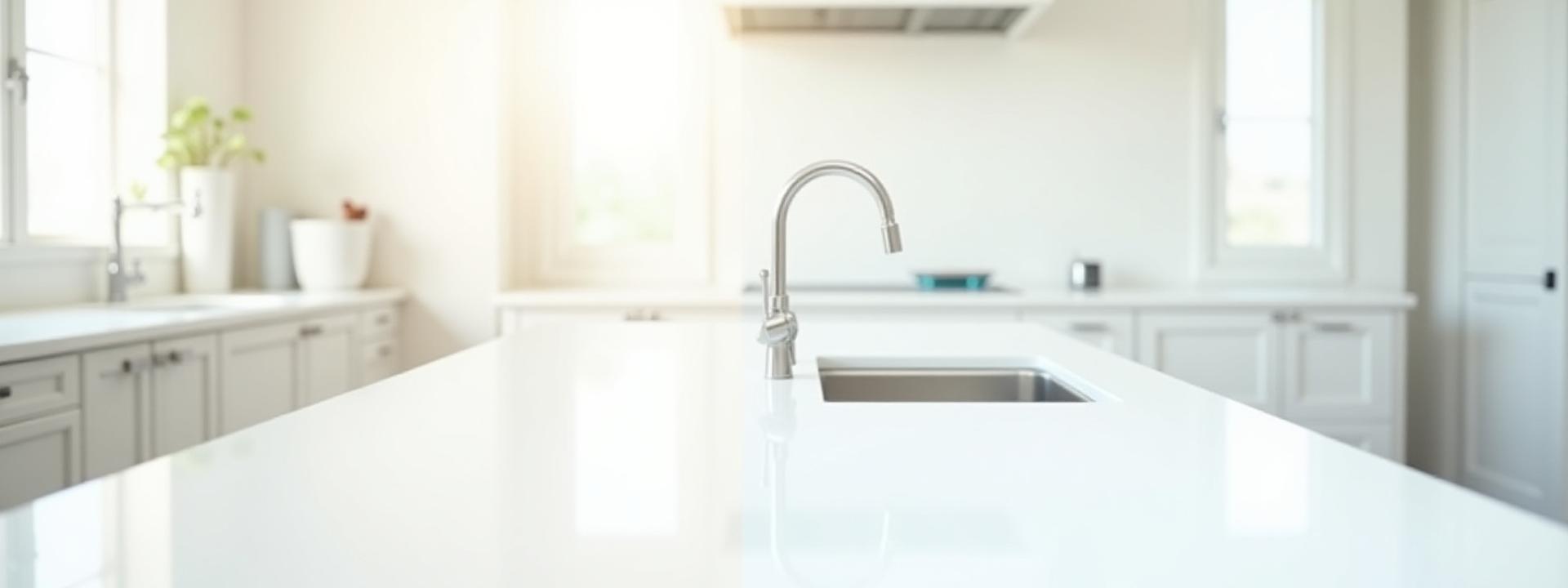 Spotless kitchen with cleaning supplies, depicting a perfect move-in readiness